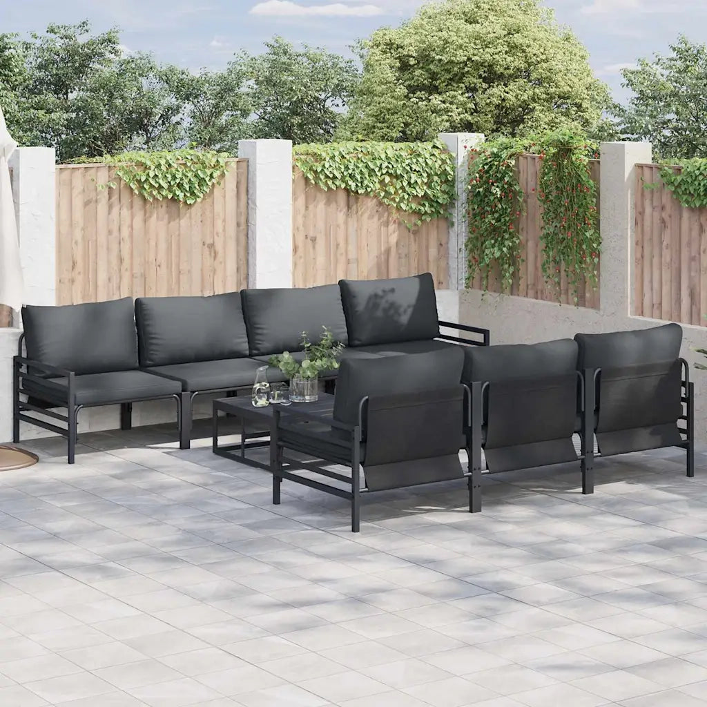 Set Divano da Giardino con cuscino 8 pcs Nero Acciaio 3378957