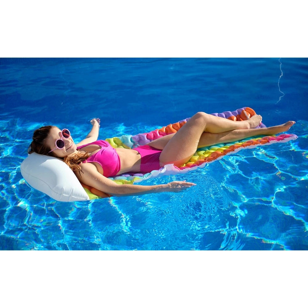 Trade Shop - Materassino Arrotolabile Fashion Rainbow Dreams Arcobaleno Con Cuscino Forma Nuvola 44107 -