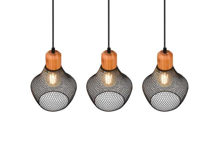 Lampada a Sospensione da Interno Attacco E27 in Metallo Nero Opaco