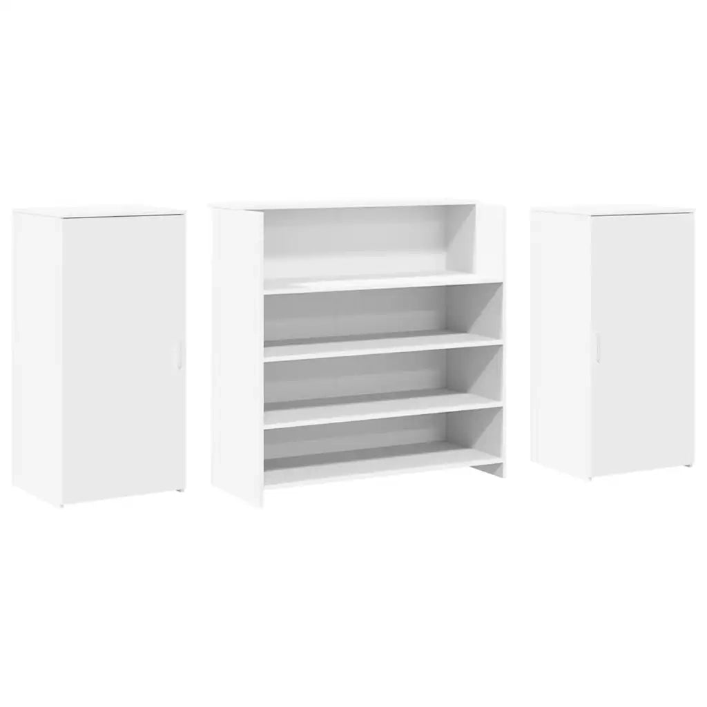 Scrivania per Reception Bianca 200x50x103,5 cm in Legno Massello 3324178