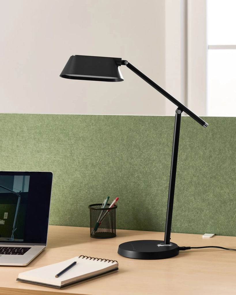 Lampada da tavolo LED per ufficio domestico con braccio regolabile e orientabile dimmer continuo e timer colore nero