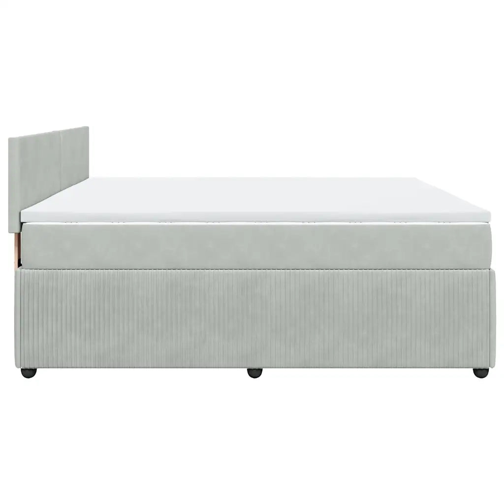 Giroletto a Molle con Materasso Grigio Chiaro 200x200cm Velluto