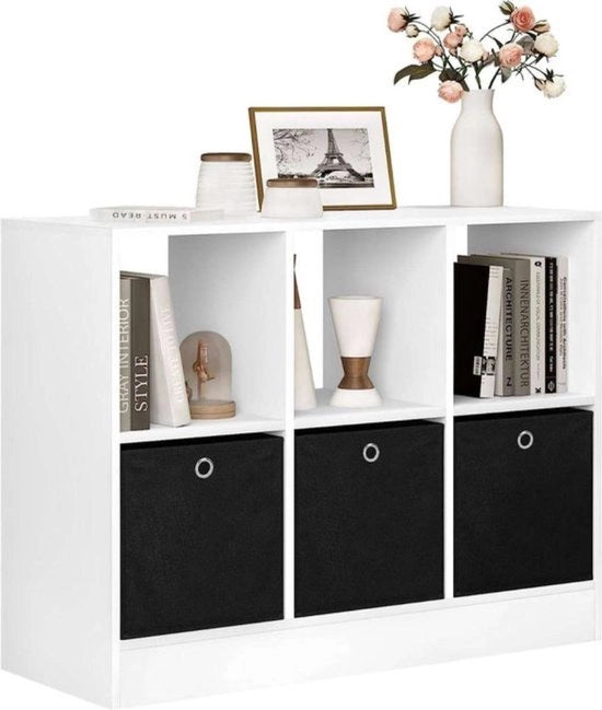 Libreria Industriale - 6 Comparti - Rovere - 3 Scomparti - Libreria - Camera da letto, soggiorno e camera dei bambini - Legno - 80 x 60 x 30 cm