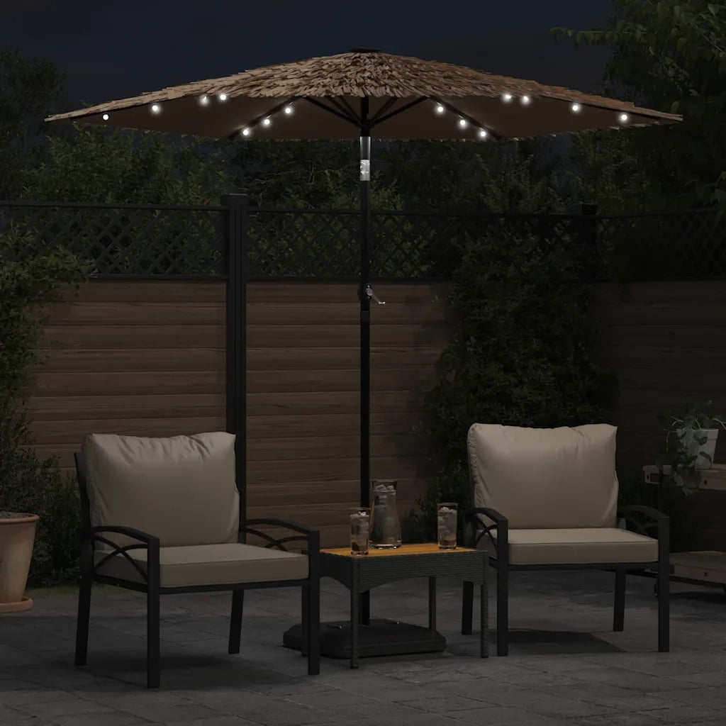 Ombrello | Parasolne Giardino LED e Palo in Acciaio Marrone 223x223x213cm