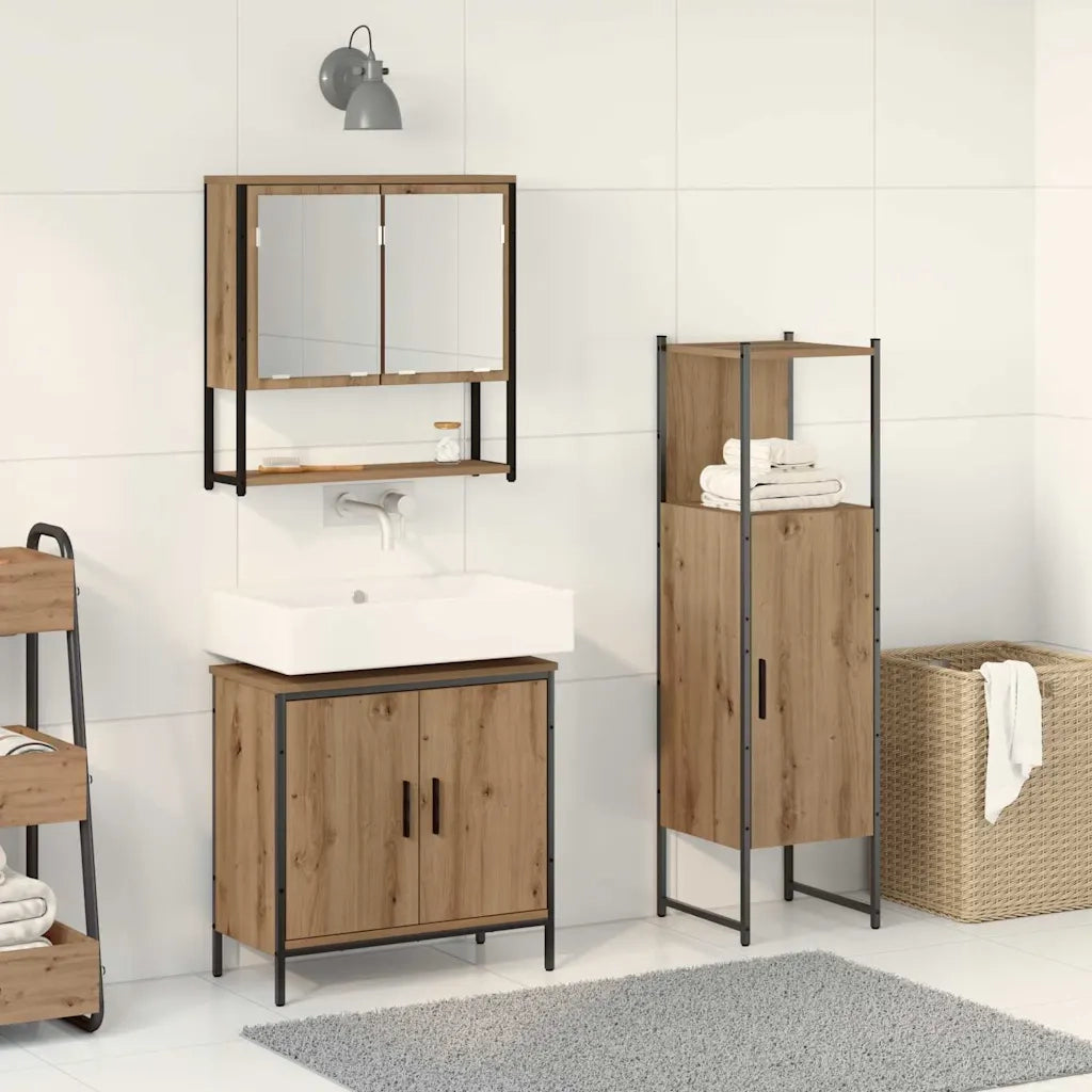 Set di mobili per il bagno 3 pcs Marrone Legno multistrato 3334368