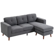 Divano angolare 3 posti con chaise longue reversibile ¨C zephmum ¨C Tessuto corda, grigio scuro, 192 cm