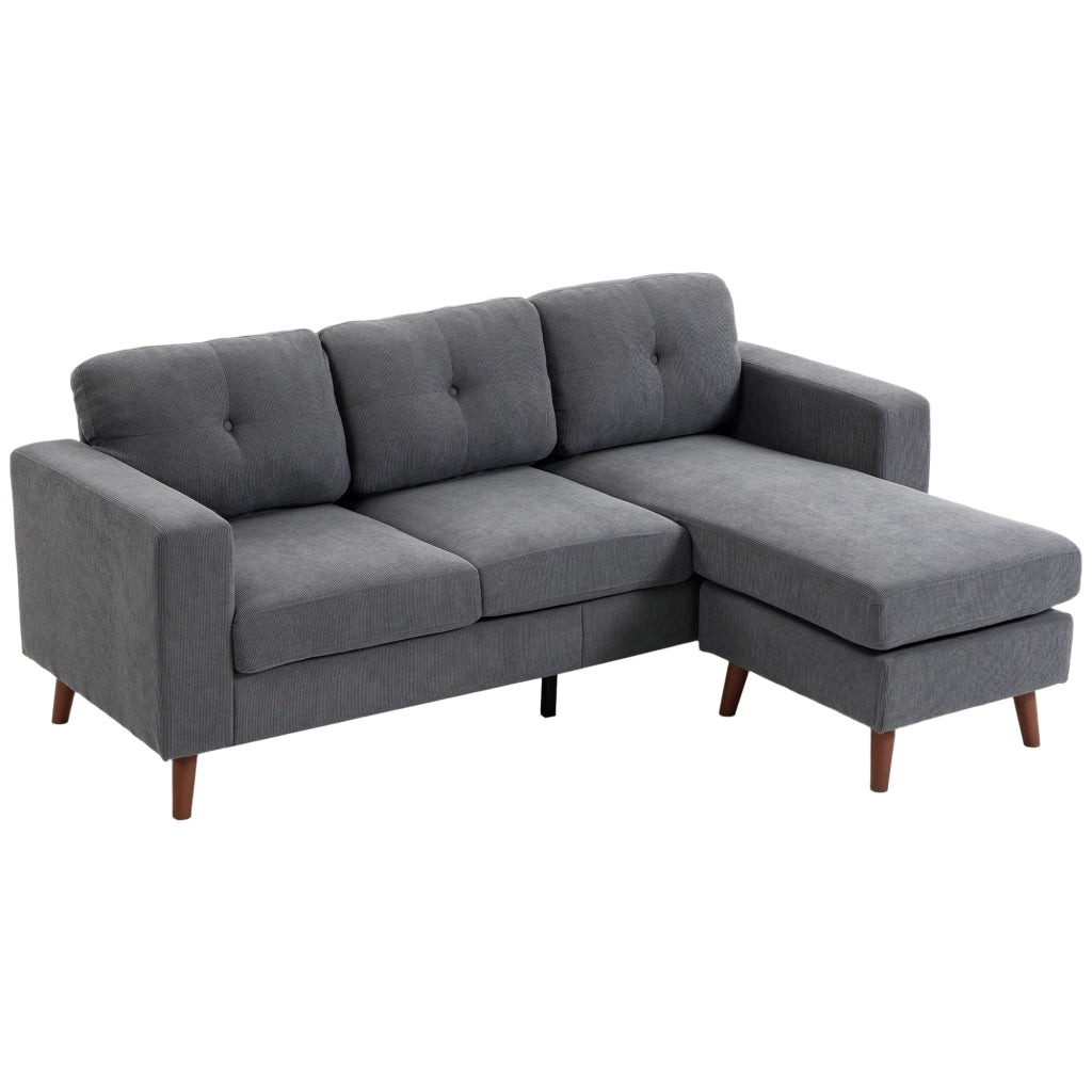 Divano angolare 3 posti con chaise longue reversibile ¨C zephmum ¨C Tessuto corda, grigio scuro, 192 cm