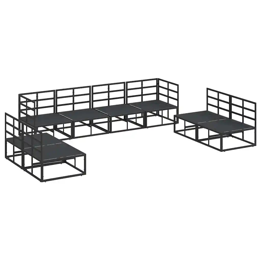 Set Divano da Giardino con cuscino 8 pcs Nero Alluminio 3378852