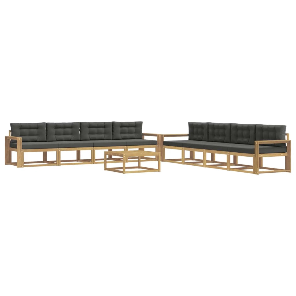 Set di divani da esterno 9 pz Bianco e Antracite Poliestere 3386241