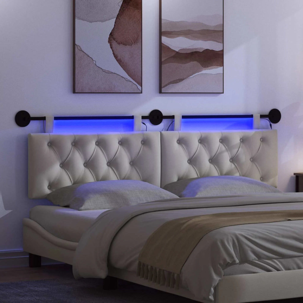 Testiera | Testata sospesa Con luce LED Crema Velluto