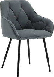 Sedia per Sala da Pranzo con Braccioli e Schienale, in Velluto, Poltrona da Salotto con Gambe in Metallo, Sedia ergonomica per Ufficio, Bar, Grigio Scuro, EZS02dgr-1