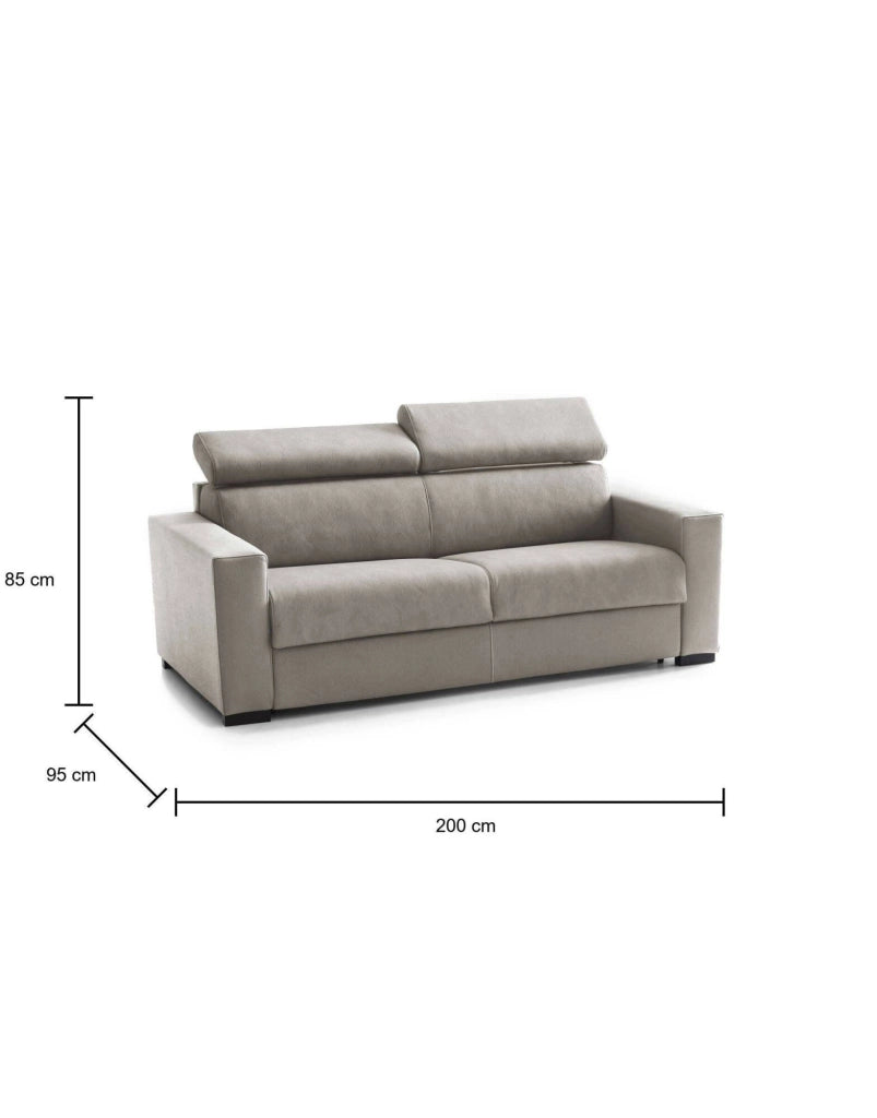 Amalfi, Divano Letto 2 Posti Sfoderabile Made in Italy, 200x95 cm Grigio Tortora