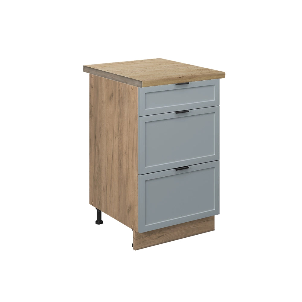 Mobiletto base per cucina Fame-Line Blu-grigio chiaro/Rovere dorato 50 cm, PL Rovere Vicco