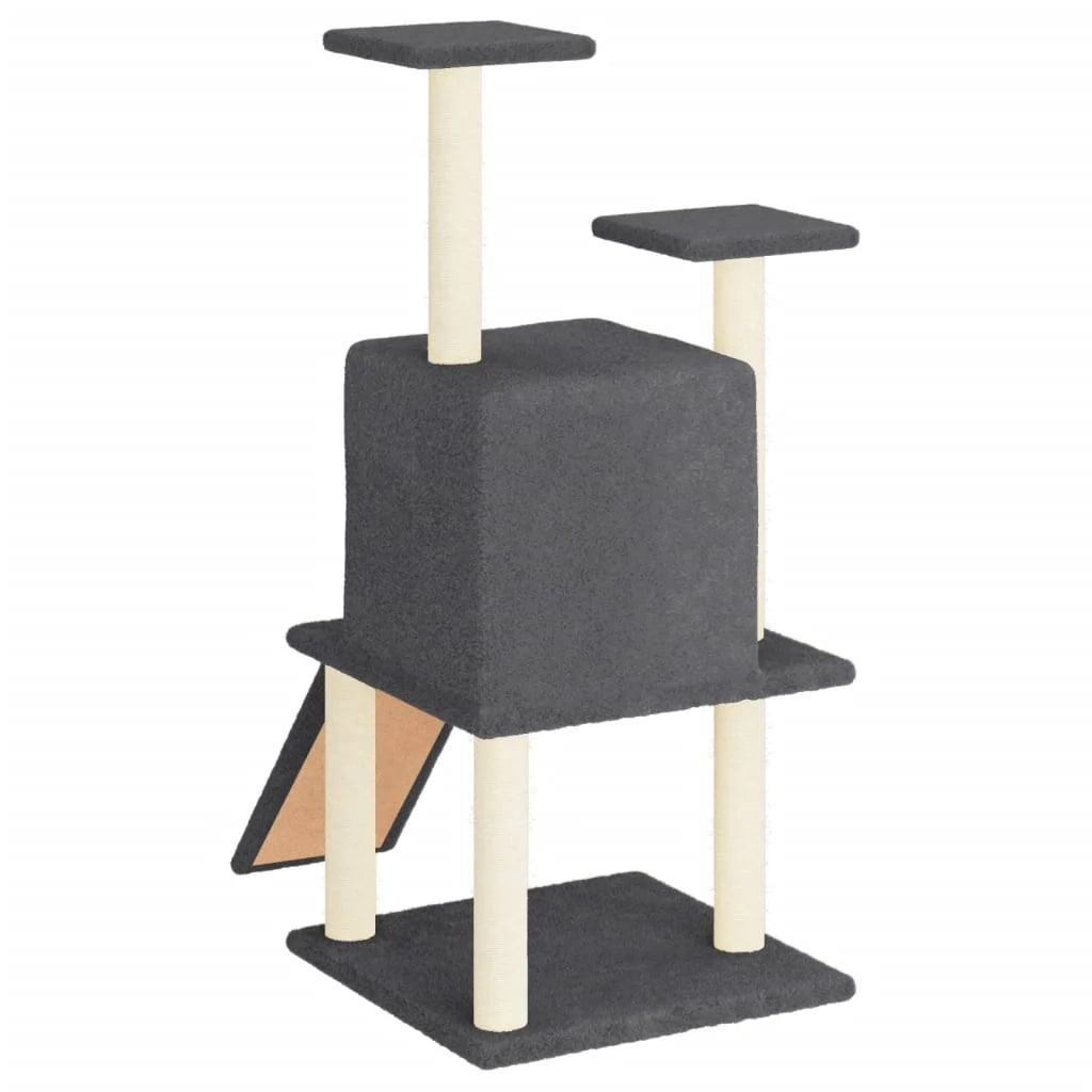 Tiragraffi per gatti torre per arrampicata giocattolo piattaforma per arrampicata con tiragraffi in sisal scuro 110 cm grigio 02_0022642