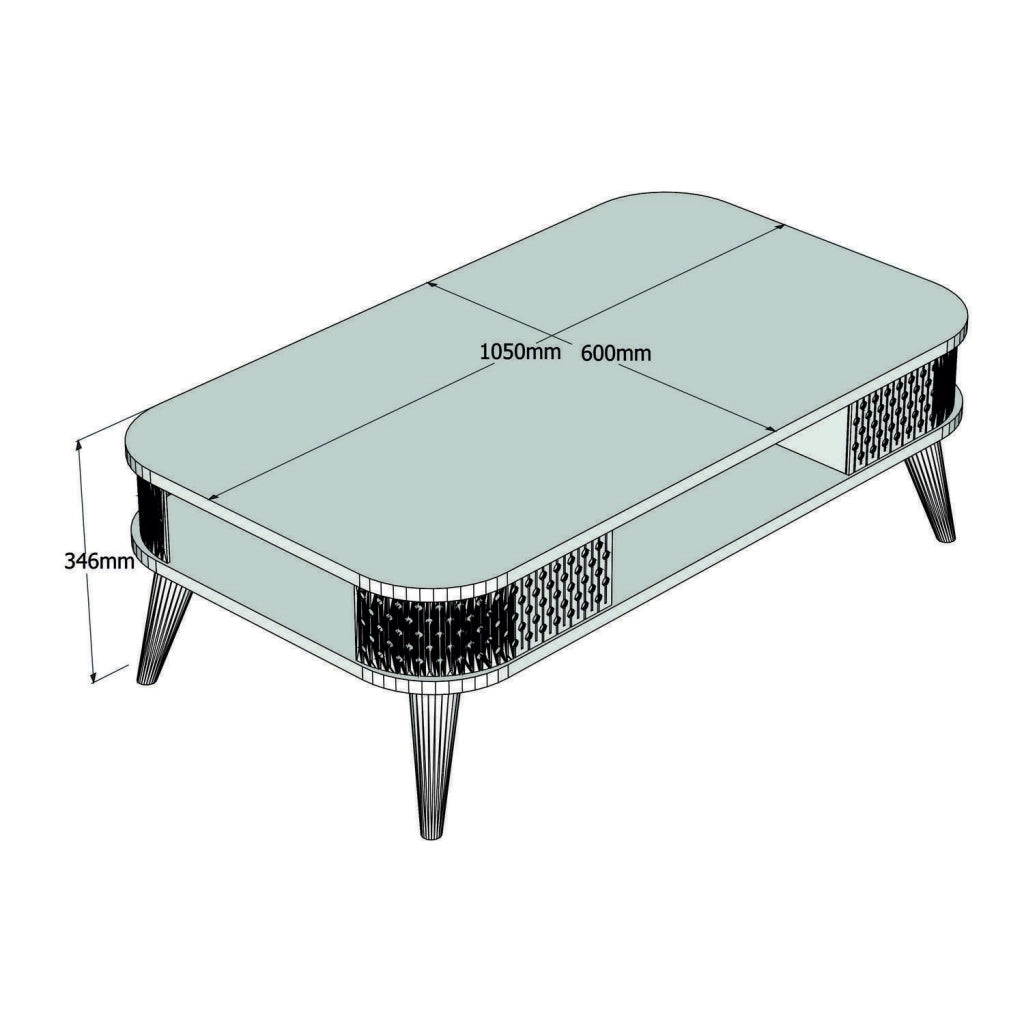 Medicina, Tavolino da Salotto un Vano, 60x105x34.6h cm Bianco Crema