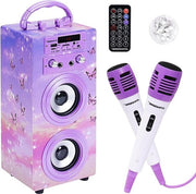 Kit di Karaoke con Microfono Altoparlante - 3 Generazione 2022 Modello - Ideale per Regali Originali - Bambini Ragazze Giochi - Portatile Senza Fili - Modello 18-LUZ