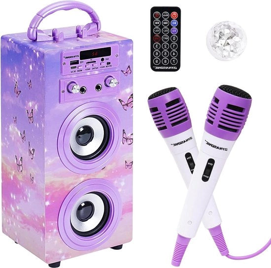Kit di Karaoke con Microfono Altoparlante - 3 Generazione 2022 Modello - Ideale per Regali Originali - Bambini Ragazze Giochi - Portatile Senza Fili - Modello 18-LUZ
