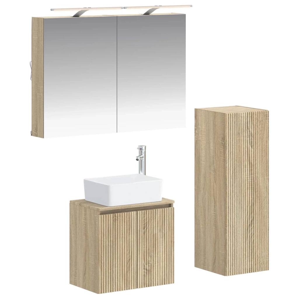 Set di mobili per il bagno 4 pz Rovere Sonoma 3407433