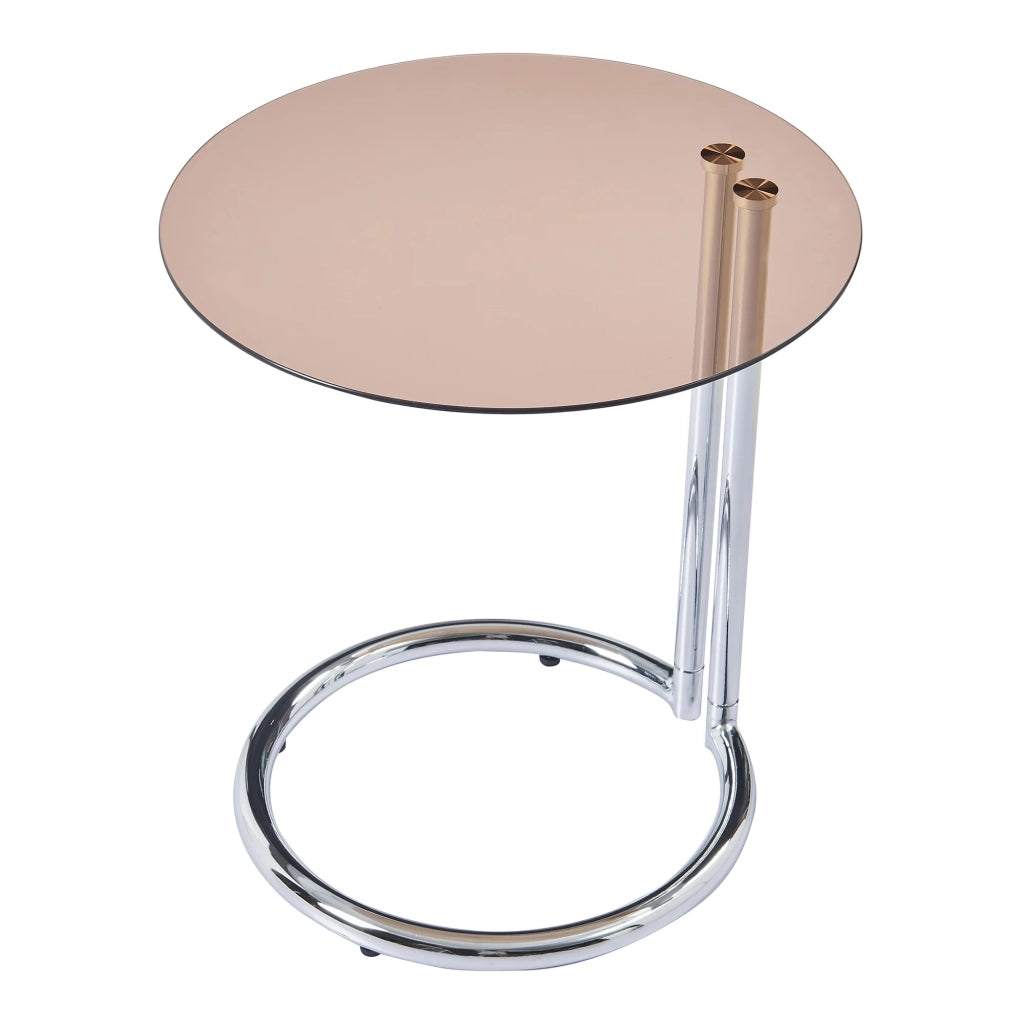 Tavolino laterale in vetro temperato 46 ​​x 45 cm vetro ambra finitura cromata 03_0010977