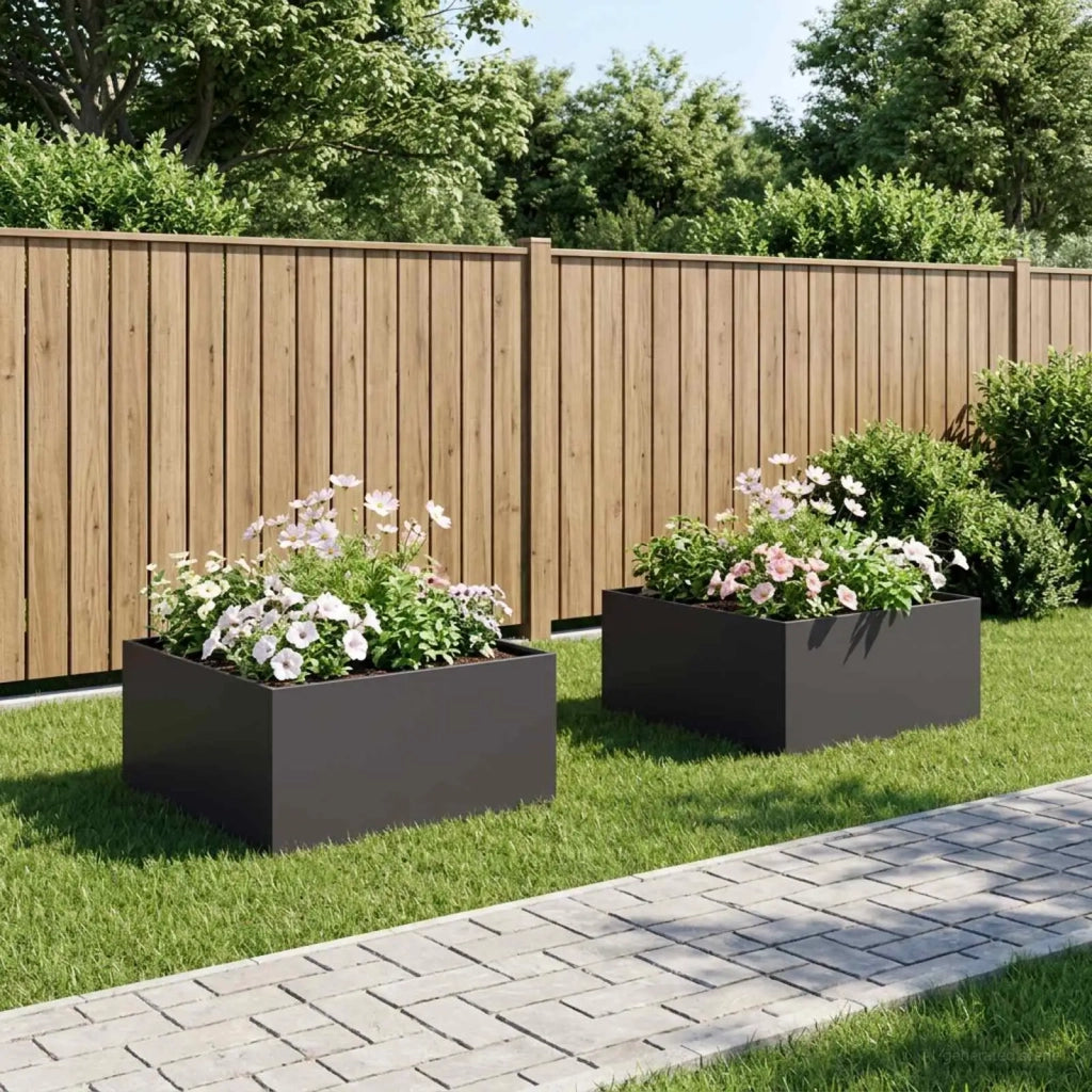 Vaso da giardino 2 pz Nero 60 x 60 x 40 cm 8005093