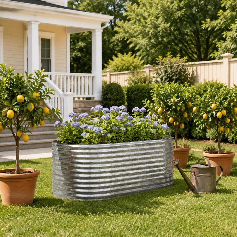 Raised Garden Bed, Galvanized Steel, 152x80x68 Cm, Silver