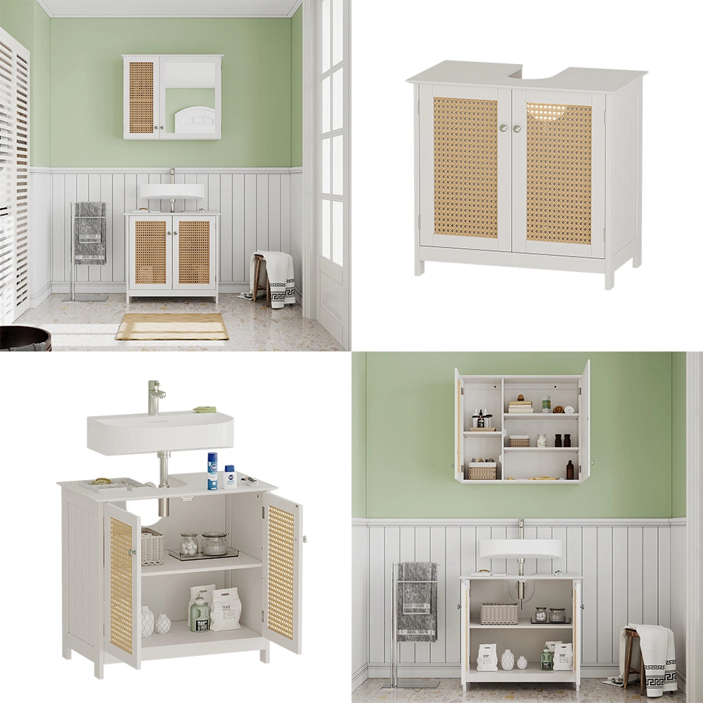 Vicco Mobile sottolavabo per bagno Bianco 60 x 58 cm con 2 porte