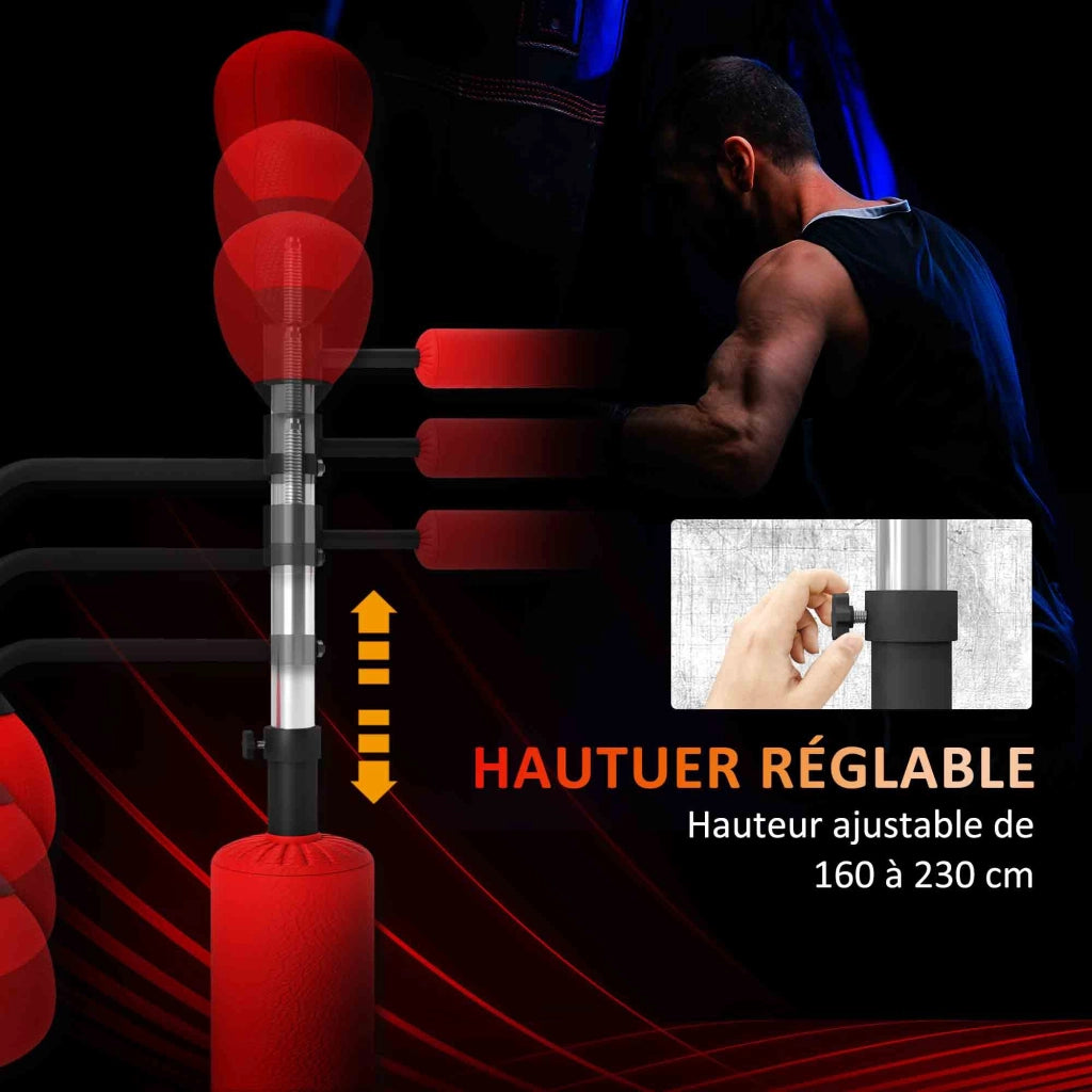 Sacco da boxe con supporto 4 in 1 ¨C zephmum ¨C rosso 88x50x160-230 cm