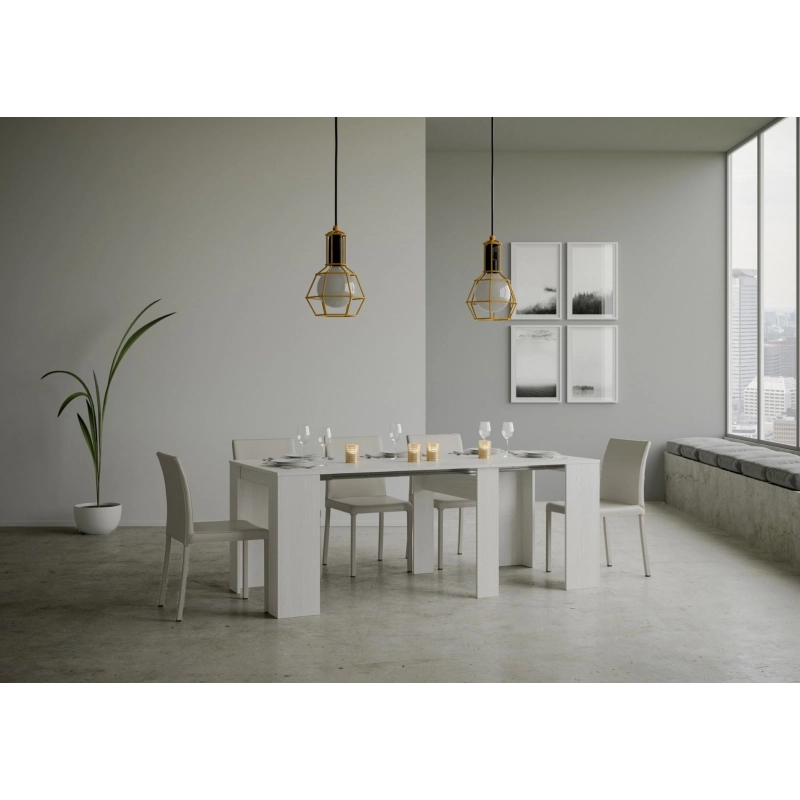 Consolle allungabile 90x48/204 cm Basic Small - Bianco Frassino