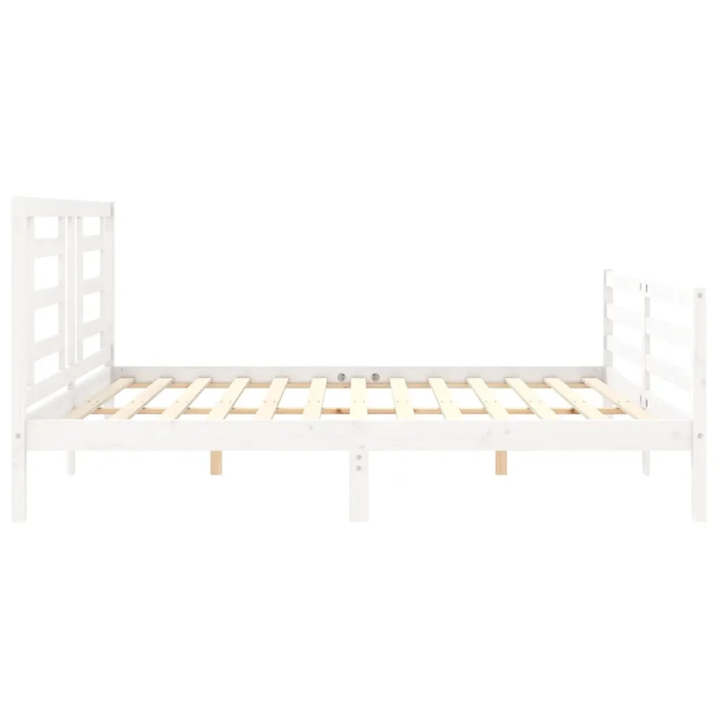 Giroletto con Testiera-Struttura Letto con testiera Bianco 200x200 cm in Legno Massello 441516