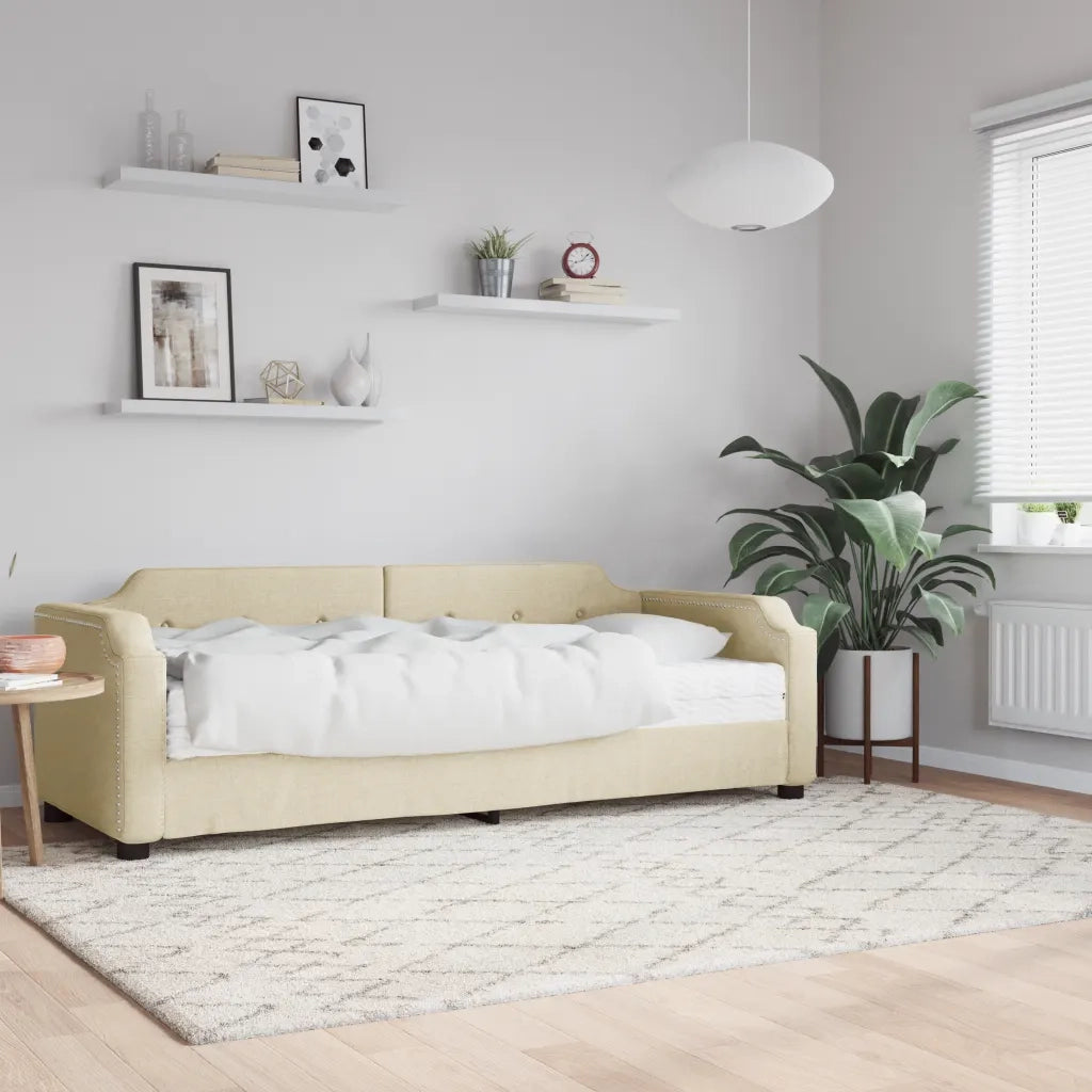 Divano letto | Sof¨¤ letto | Letto singolo con Materasso Crema 90x200 cm in Tessuto