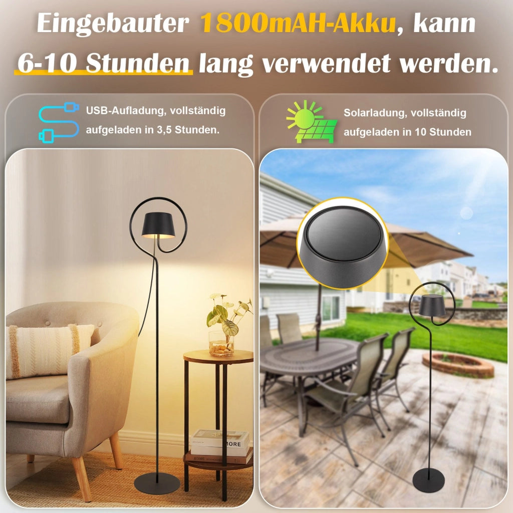 ZMH Lampada da terra LED solare da esterno senza fili dimmerabile touch 120cm per soggiorno