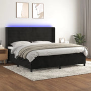 Letto a Molle con Materasso e LED Nero 200x200 cm in Velluto 3139645