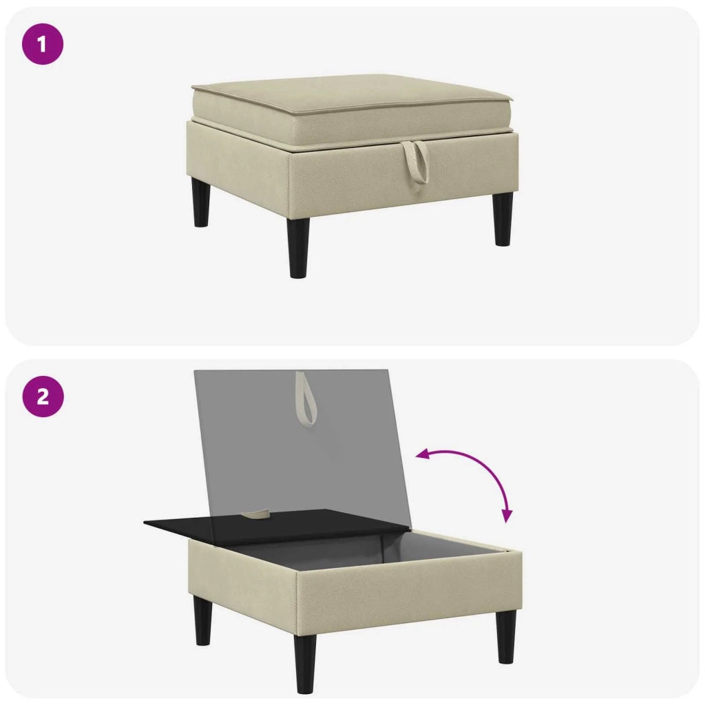 Pouf con Storage Sabbia Velluto