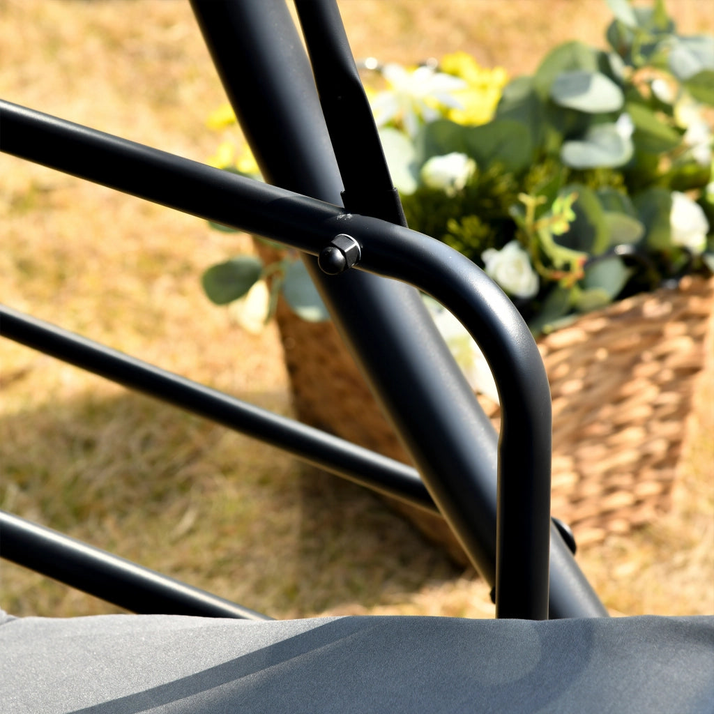 Amaca da Giardino 3 Posti Convertibile con Materasso ¨C zephmum ¨C 200x125x170 cm Metallo Polyester Nero Antracite