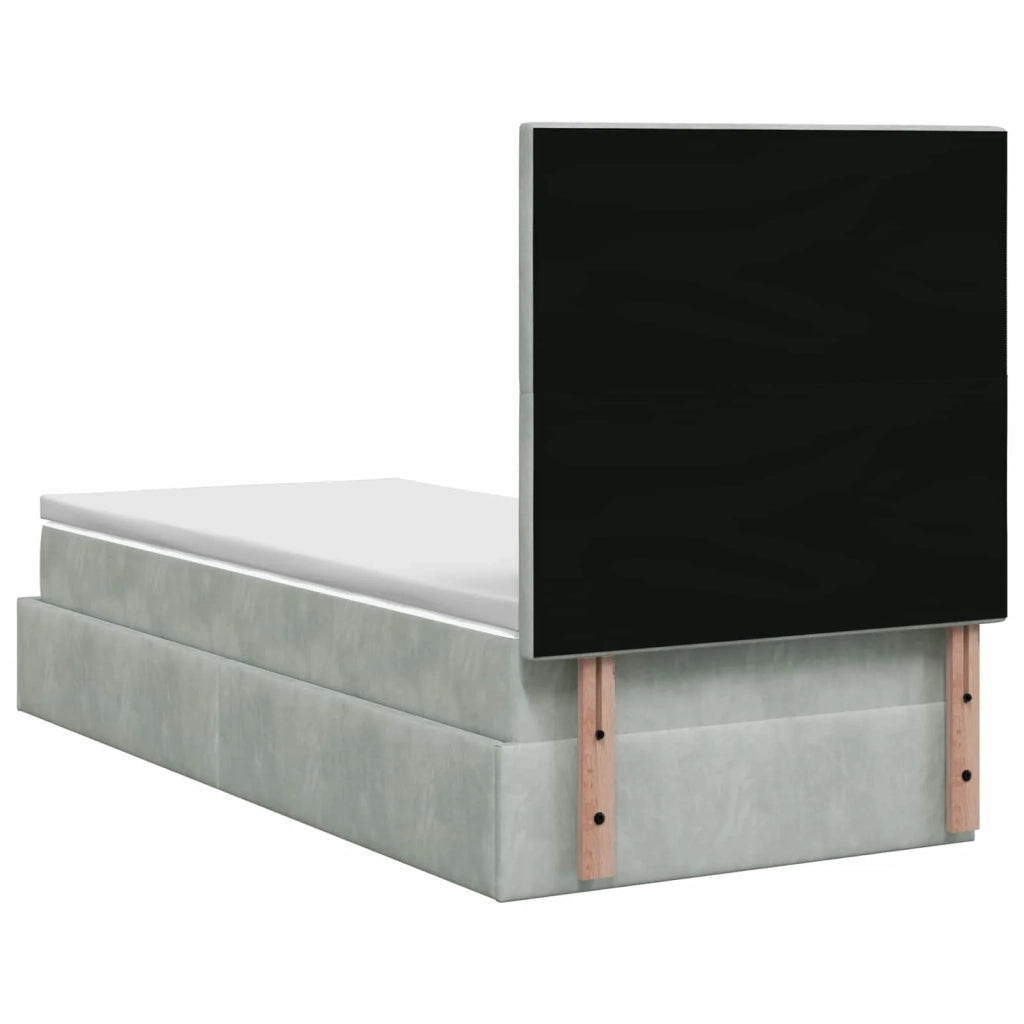 Letto ottomano con materasso Grigio Chiaro 100 x 200 cm Velluto 3457773