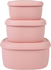 Set di 3 contenitori di conservazione alimentare in silicio - BPA libero, aereostatico e lavastoviglie resistente - Perfetto per frigorifero e congelatore - Rosa