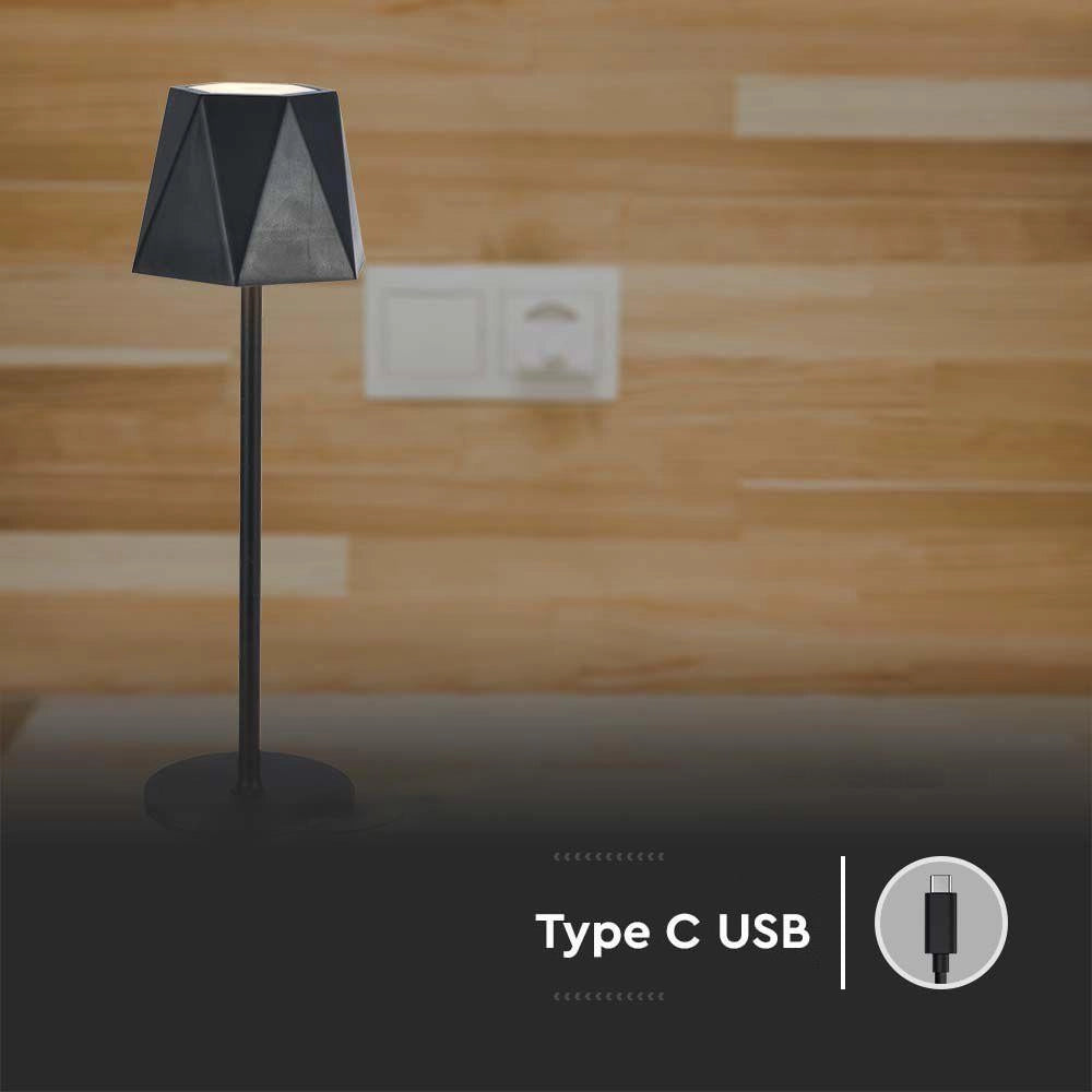 Lampada tavolo LED 4W dimmer ricaricabile USB-C V-TAC VT-10330