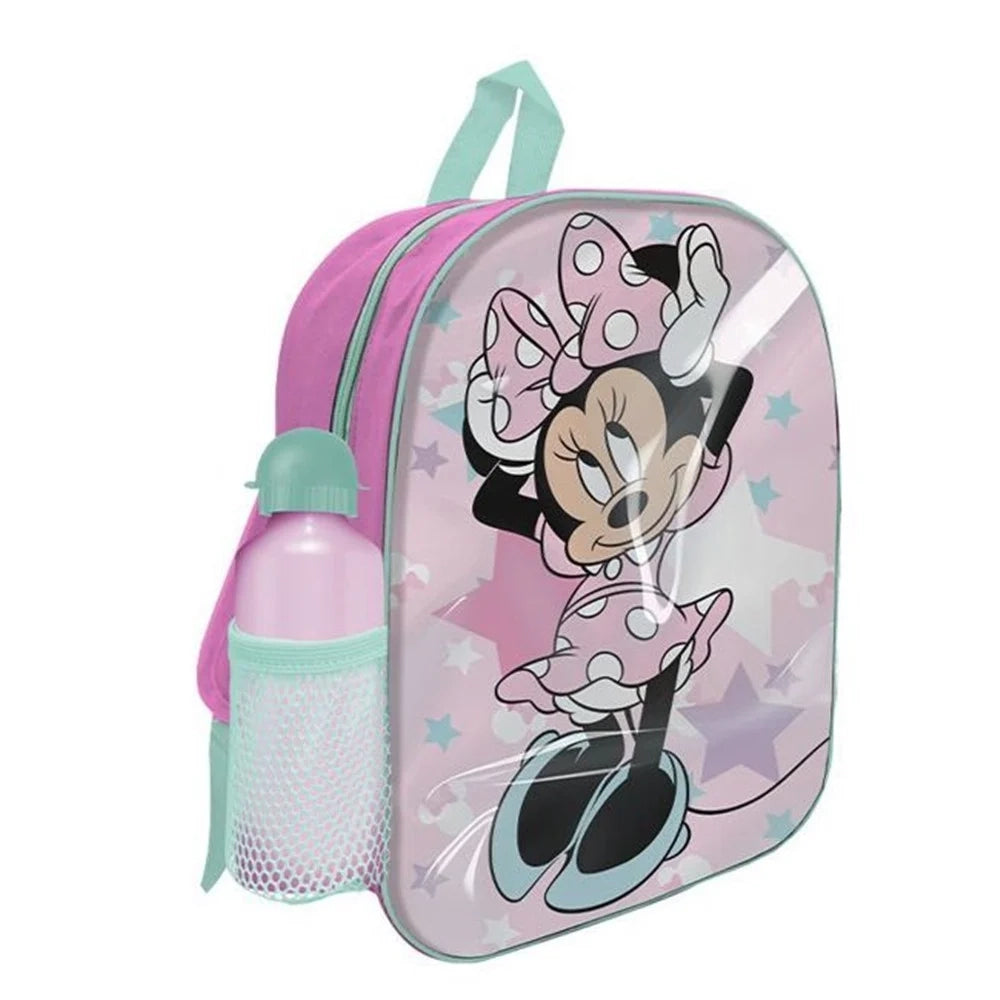 Trade Shop - Zaino Zainetto Asilo 30cm Minnie Con Borraccia In Alluminio Scuola Tempo Libero 672729a -