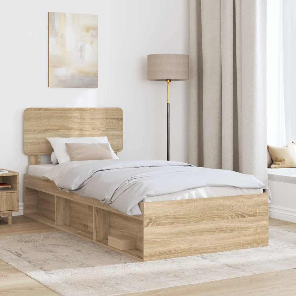 Struttura del letto Rovere Sonoma 90 x 200 cm Pino massello 3412125