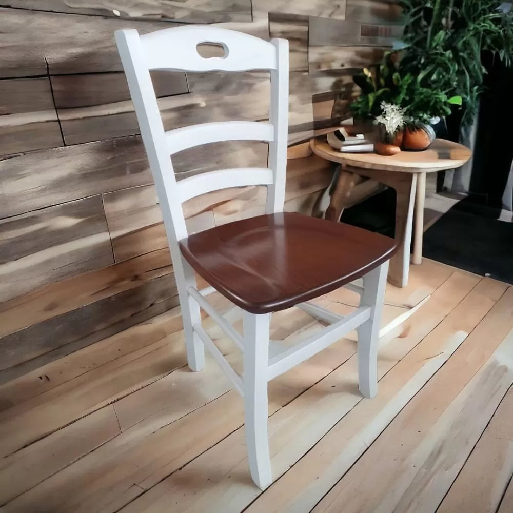 Set 2 sedie shabby bianco anticato legno seduta noce 46x43x89 - Mobili 2G
