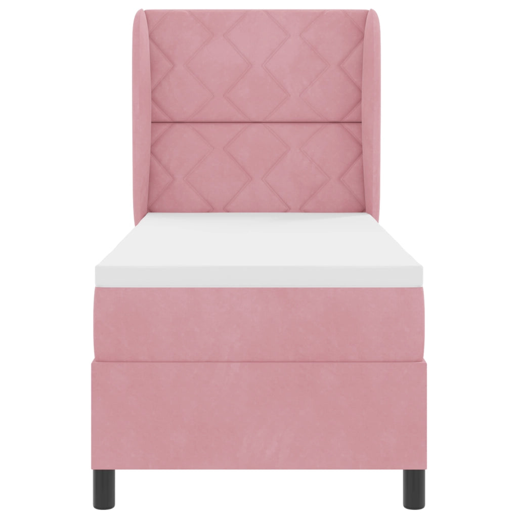 Letto a Molle con Materasso Rosa 80x200 cm Velluto