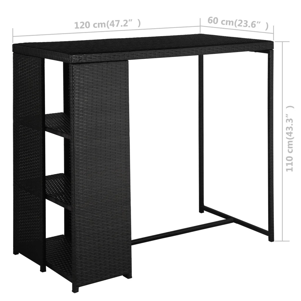 Set da Bar da Giardino 5 pz con Cuscini in Polyrattan Nero 3064914
