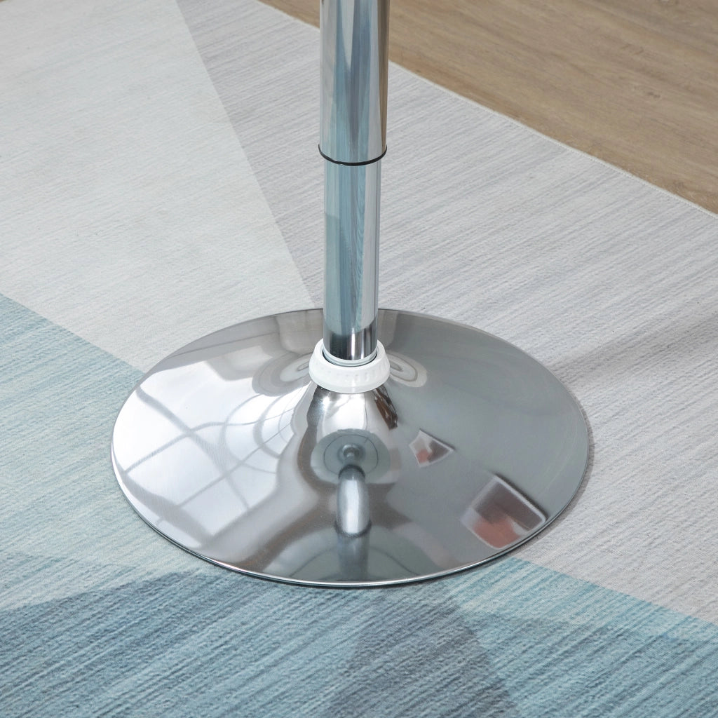 Tavolo bar regolabile in altezza Ø61 x 76-97 cm, piano girevole a 360°, struttura in metallo, bianco