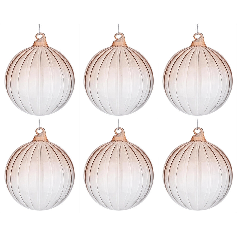 Palline di Natale in Vetro Beige Design senza Corona Nuance Diametro: 80 mm