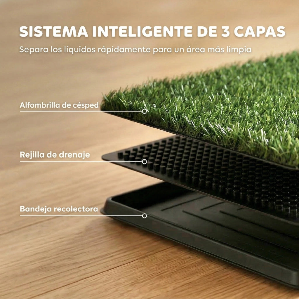 Casetta Sanitaria per Cani con Erba Sintetica ¨C zephmum ¨C 63x50.5 cm Verde