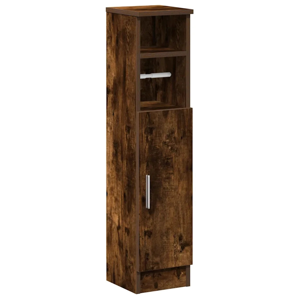 Mobile da Bagno | Armadio da bagno con Portarotolo Rovere Fumo 20,5x22x90 cm