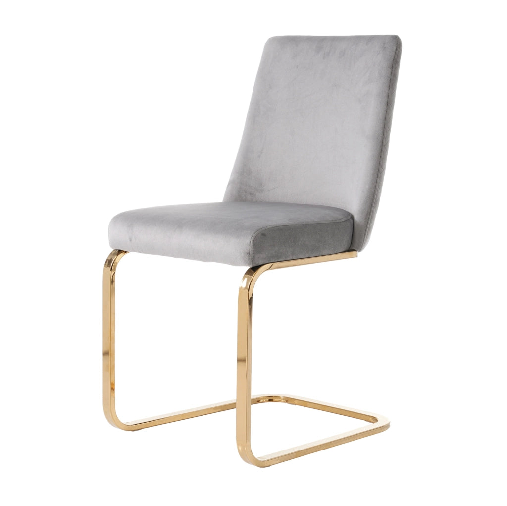 Set di 2 sedie da pranzo in velluto grigio con gambe metalliche