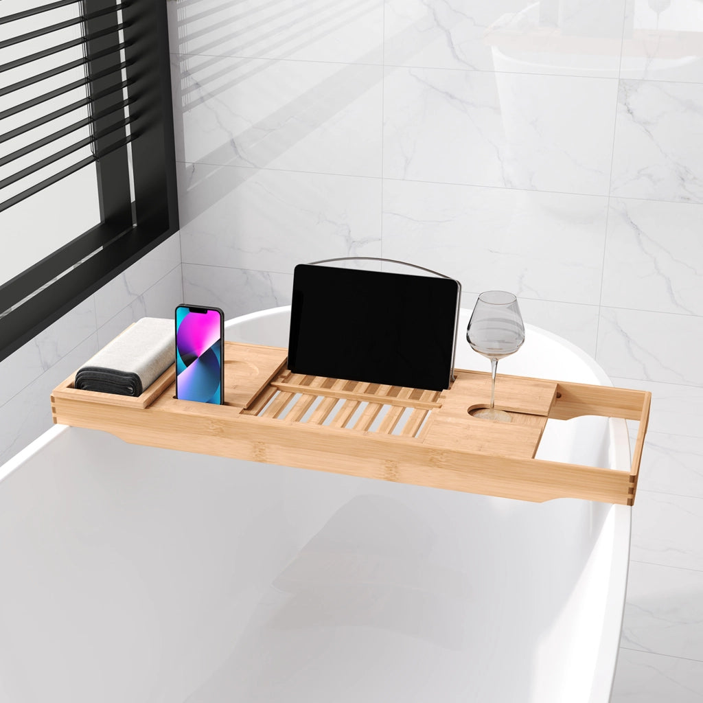 Tavoletta da bagno regolabile in bambu' ¨C Minimal ¨C per libro iPad telefono