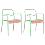 Set di 2 sedie da giardino impilabili in plastica verde e marrone stile retrò per tutte le stagioni