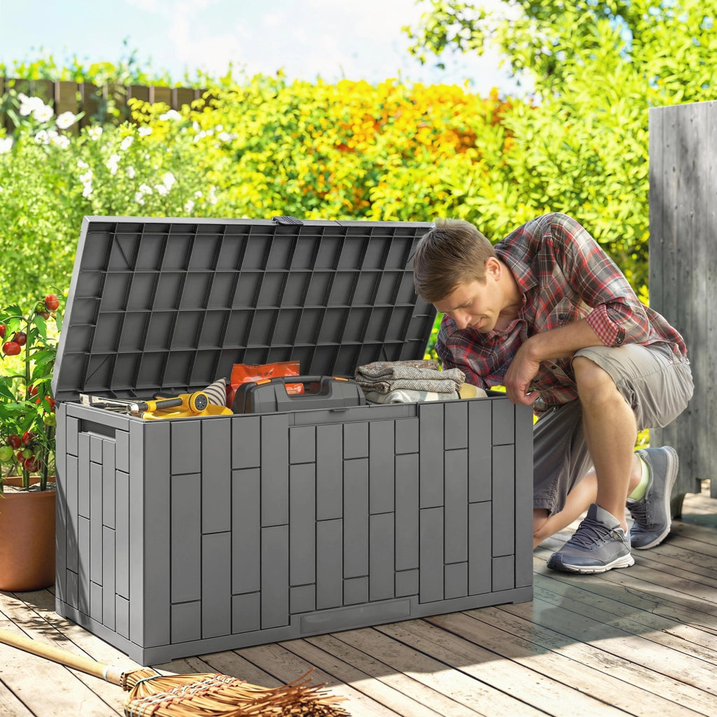 Coffre da Giardino 227 L ¨C zephmum ¨C Grigio, Effetto Legno, 106.5x43x54.5cm